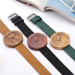 Casual Natural Wooden Watch Men Women Simple Fashion Stylish Creative Leather Mens Ladies Wrist Watches Clock relogio masculino