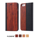 FLOVEME Wooden Phone Case For Samsung S8 S9 S10 Plus S10E Bamboo Natural Wood Case For Samsung S7 Edge Flip Leather Wallet Cover