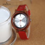 BOBO BIRD Brand Women Wood Watch 37mm Wooden PU Strap Wristwatches Female Timepieces Lady Quartz Watch relogio feminino C-P29