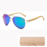 Bamboo pilot Sunglasses Men Wooden metal Women pilot Brand Designer Mirror Sun Glasses for women men with case retro de sol