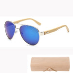 Bamboo pilot Sunglasses Men Wooden metal Women pilot Brand Designer Mirror Sun Glasses for women men with case retro de sol
