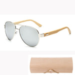 Bamboo pilot Sunglasses Men Wooden metal Women pilot Brand Designer Mirror Sun Glasses for women men with case retro de sol