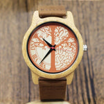 Aismei brand Retro Men Women Wood Watches Fashion Casual Tree dial Quartz Watches Clock Casual Genuine Leather Wristwatches