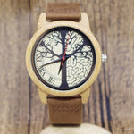 Aismei brand Retro Men Women Wood Watches Fashion Casual Tree dial Quartz Watches Clock Casual Genuine Leather Wristwatches