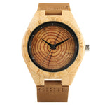 Trendy Stylish Hand-made Quartz Wooden Watches for Men Women Wood Grain Genuine Leather Wristband Clasp Wristwatch