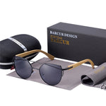 BARCUR Bamboo Cat Eye Sunglasses Polarized Metal Frame Wood Glasses Lady Luxury Fashion Sun Shades With Box Free