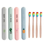 Hot Rainbow Bamboo Toothbrush Set Portable Toothbrush Cover Case Holder Outdoor Travel Camping Toothbrush Box Bathroom Product