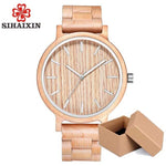SIHAIXIN Vintage Wood Watch Male Sport Simple Wooden Wrist Watch Quartz Man With All Bamboo Band Clock Men relogio