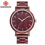 SIHAIXIN Vintage Wood Watch Male Sport Simple Wooden Wrist Watch Quartz Man With All Bamboo Band Clock Men relogio