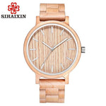 SIHAIXIN Vintage Wood Watch Male Sport Simple Wooden Wrist Watch Quartz Man With All Bamboo Band Clock Men relogio