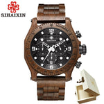SIHAIXIN Wooden Watch Male Waterproof relogio masculino Bamboo Watches For Men Chronograph Military Quartz Date Clock Wood Men